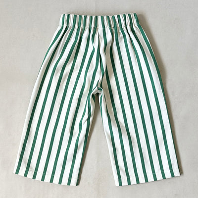 Blillie Stripe Cotton Pants - Cream / Green Stripe