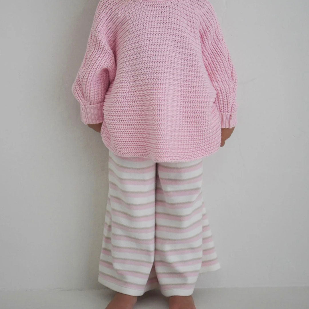 Stripe Knit Pant - Pink / Grey / White