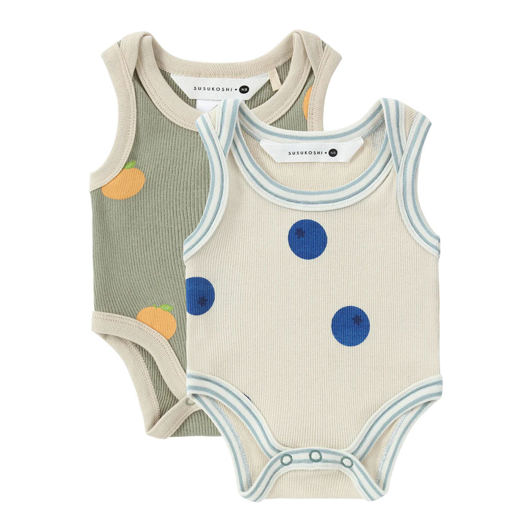 Retro Lapped Bodysuit - Oranges / Blueberries (Pack of 2)