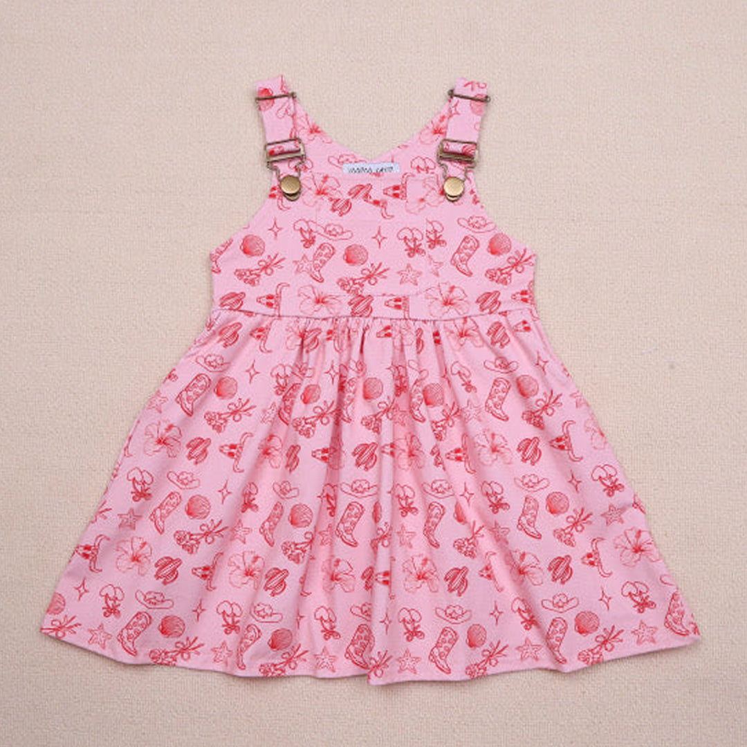 Coastal Cowgirl Pinafore Dress - Pink
