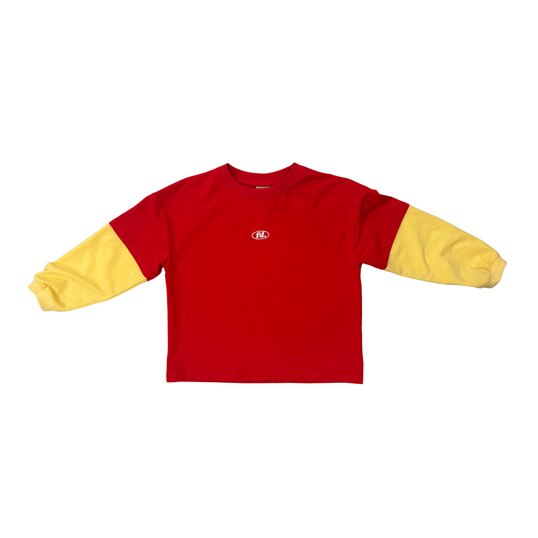 Winnie Double Layer Long Sleeve Tee - Red / Yellow