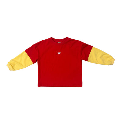Winnie Double Layer Long Sleeve Tee - Red / Yellow