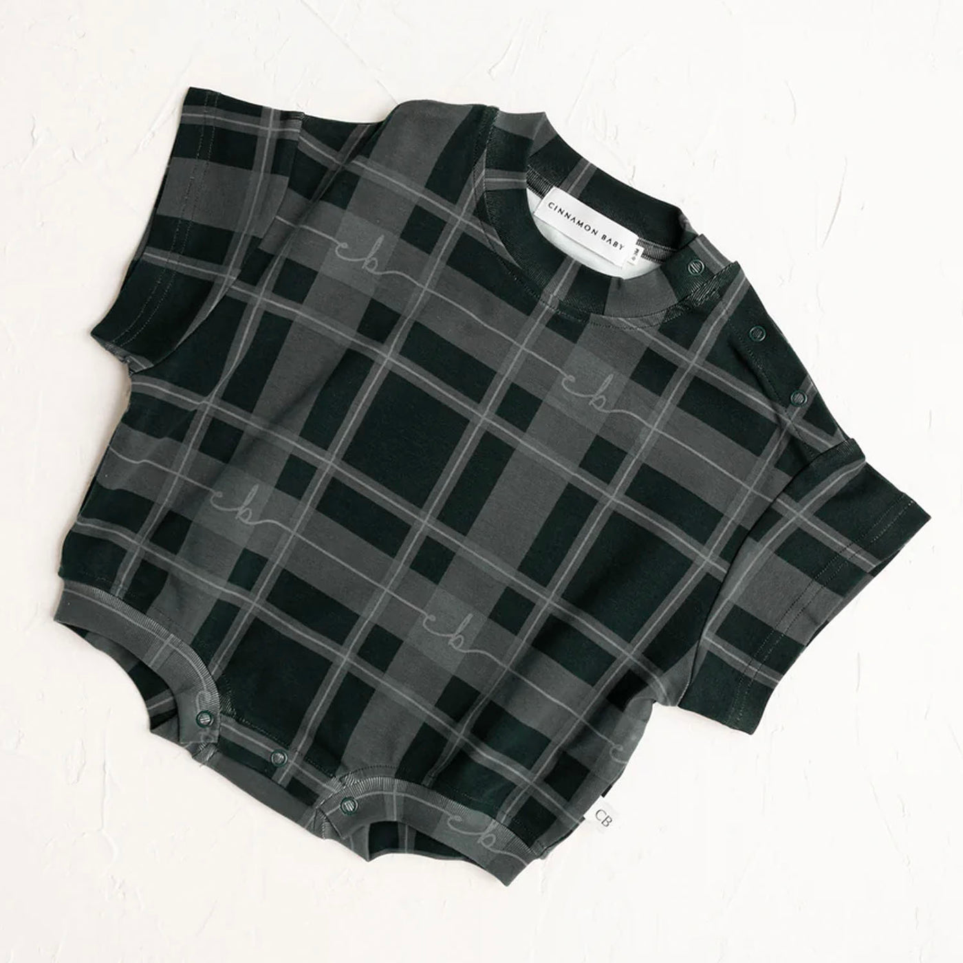 Pre Order Plaid T-Shirt Romper - Green