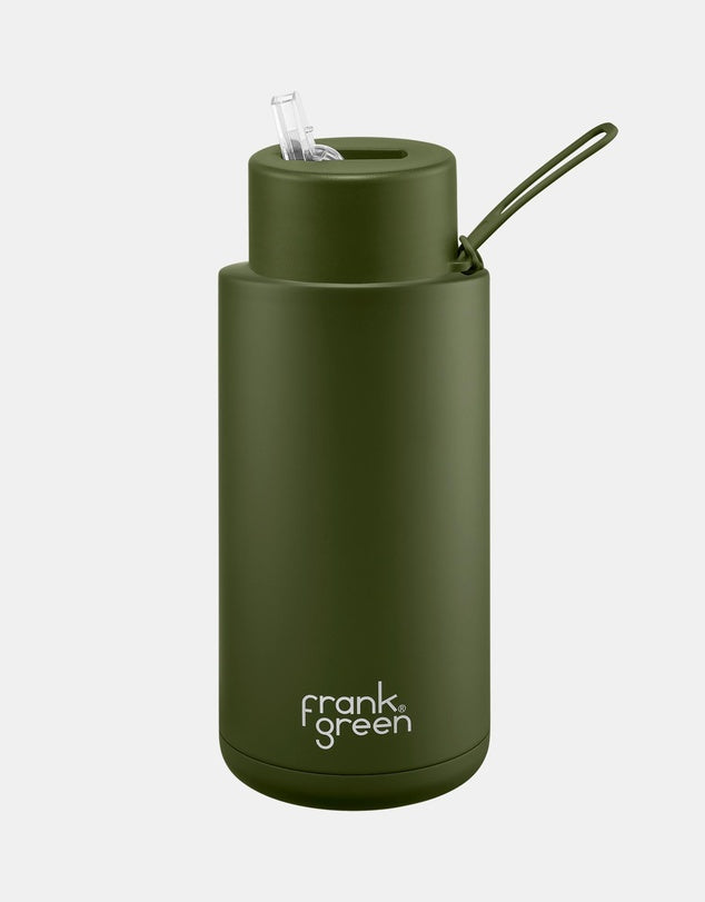 Frank Green Ceramic Reusable Bottle With Straw Lid (34oz / 1,000ml) - Khaki