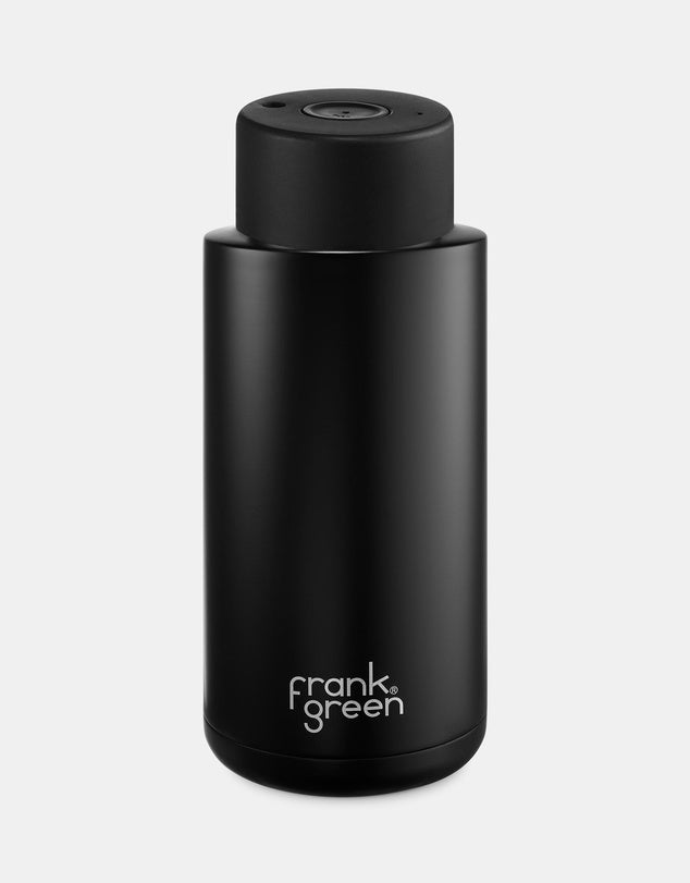 Frank Green Ceramic Reusable Bottle With Push Button (34oz / 1,000ml) - Black