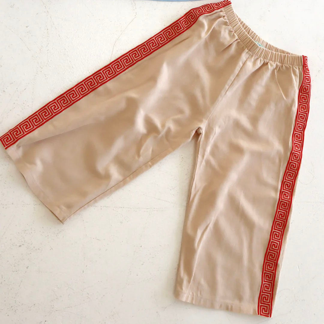 Greek Key Pant - Cream