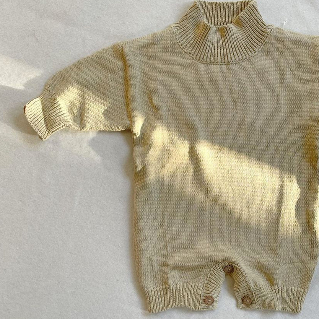 Alfie Knitted Romper - Fawn