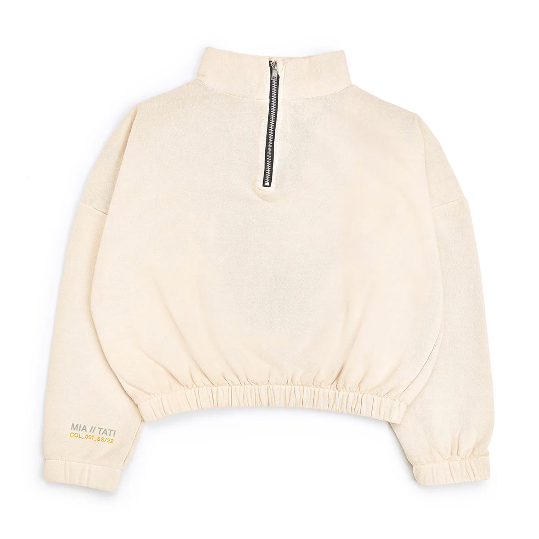 Half Zip Funnel Neck Sweatshirt - Washed Sand