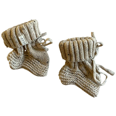 Baby Knit Booties - Husk Speckled