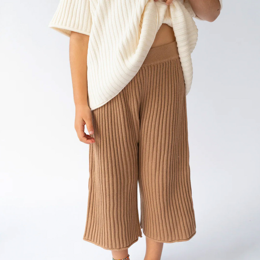 Essential Ribbed 3/4 Knit Pants - Chocolate