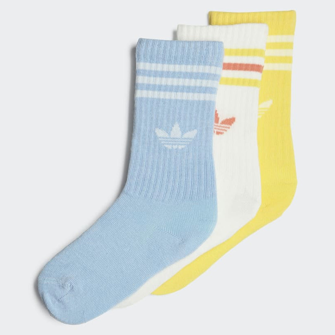 Kids Crew Socks (3 Pairs) - Clear Blue / Off White / Spring Yellow